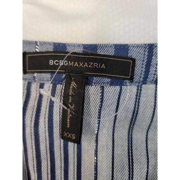 BCBGMaxAzria Tonal Canyon Short Sleeve Stripe Tunic Shift Dress Blue XXS NEW  #H - Picture 9 of 12